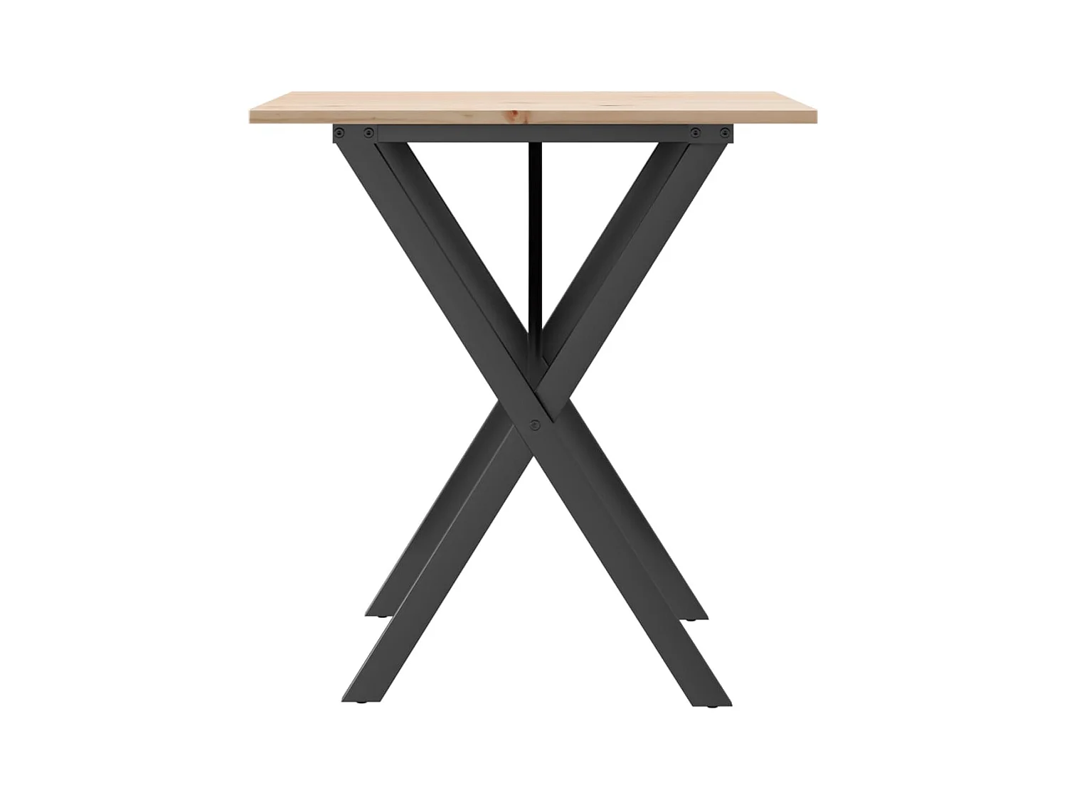 Mesa de comedor marco X madera maciza pino y hierro 70x70x75 cm ES683170