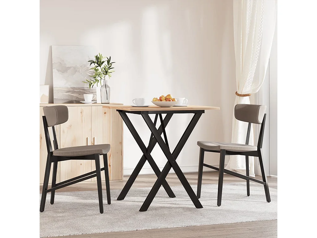 Table à manger cadre en X 70x70x75 cm bois de pin massif fonte FR943767