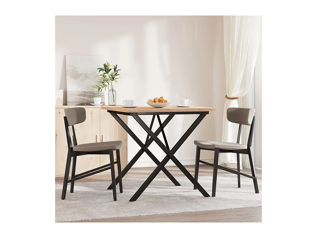 Table à manger cadre en X 90x90x75,5cm bois de pin massif fonte FR244666