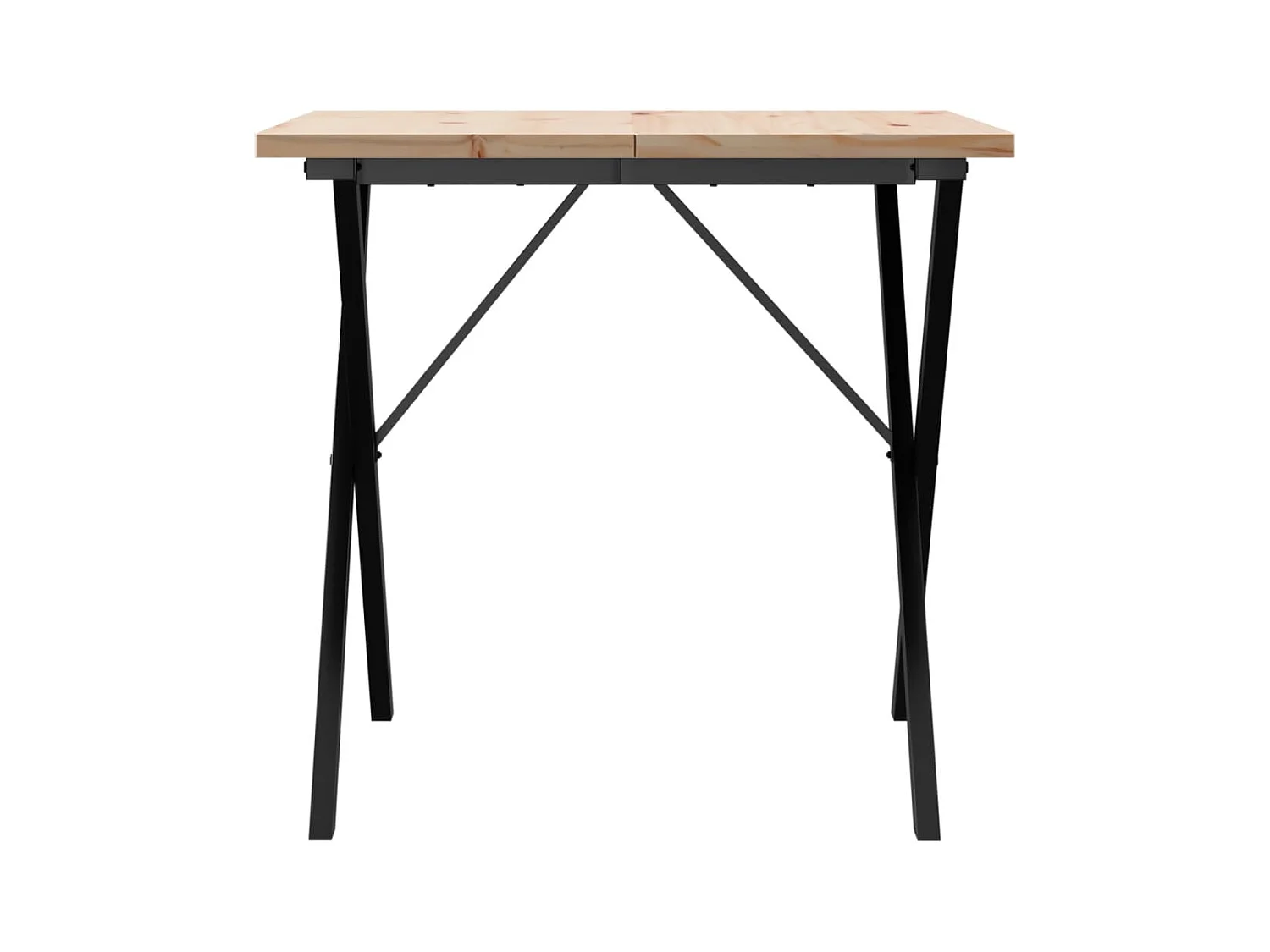 Table à manger cadre en X 90x90x75,5cm bois de pin massif fonte FR244666