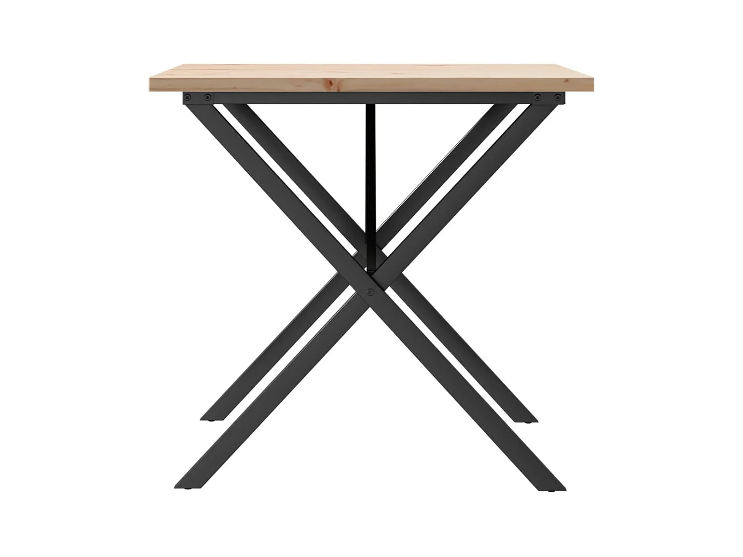 Table à manger cadre en X 90x90x75,5cm bois de pin massif fonte FR244666