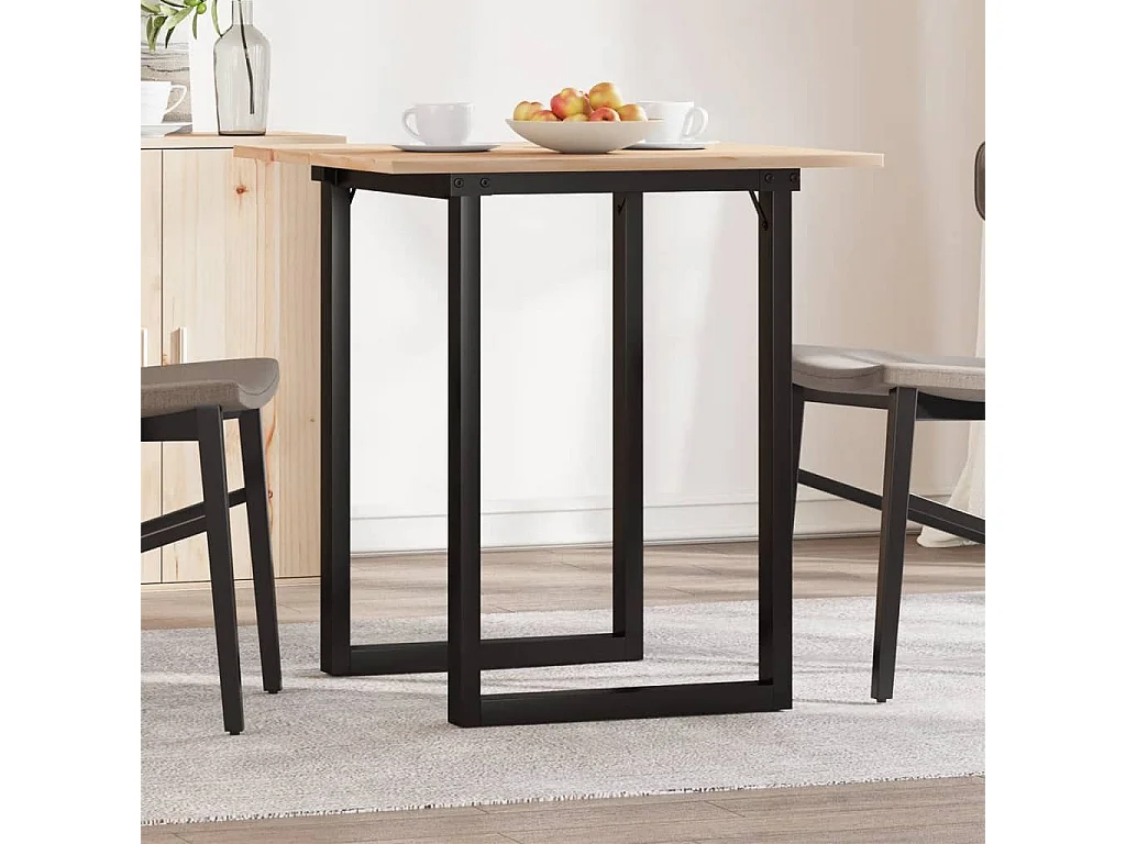 Mesa de comedor marco O madera maciza pino y hierro 60x60x75 cm ES252491