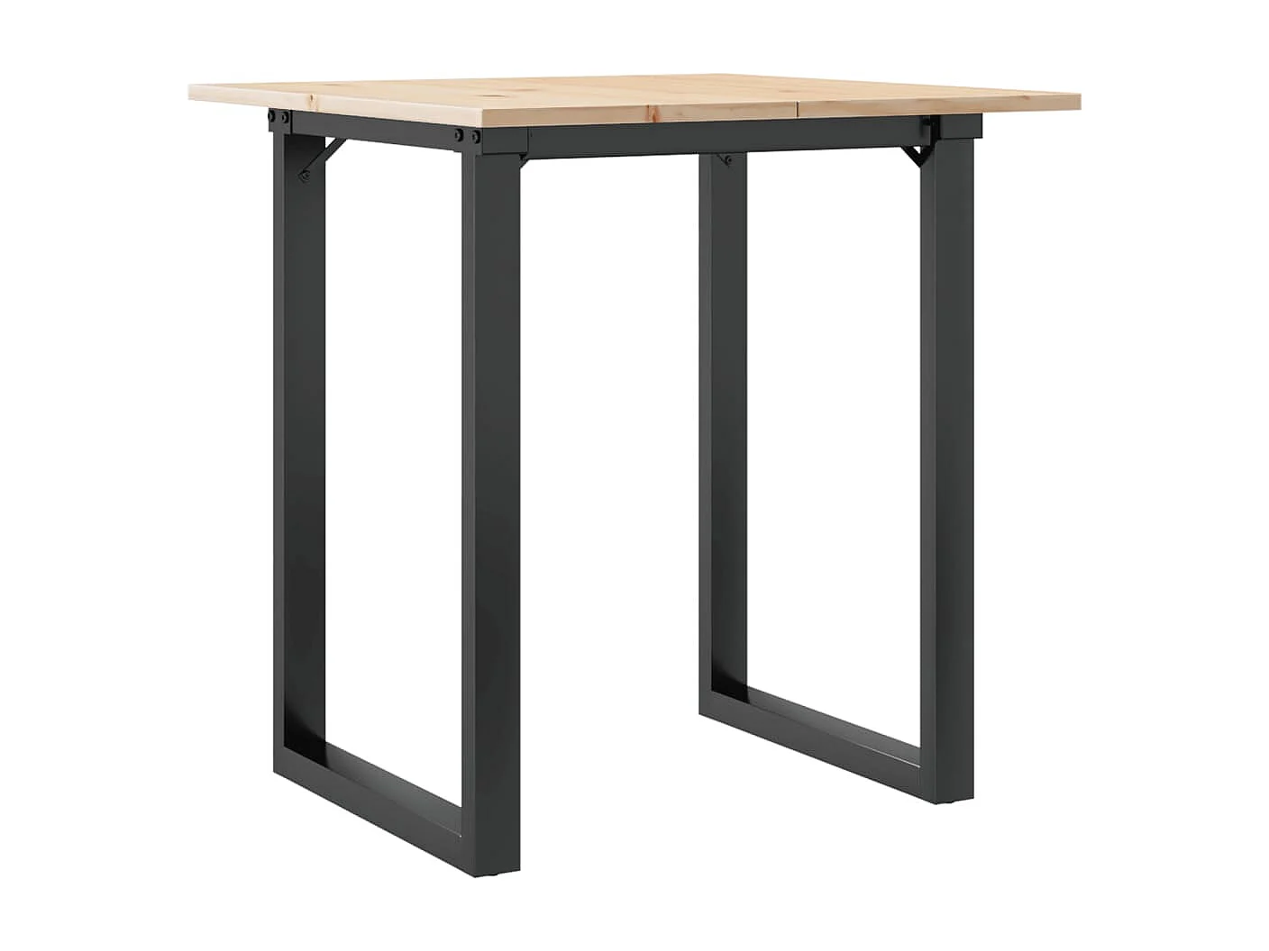 Mesa de comedor marco O madera maciza pino y hierro 60x60x75 cm ES252491