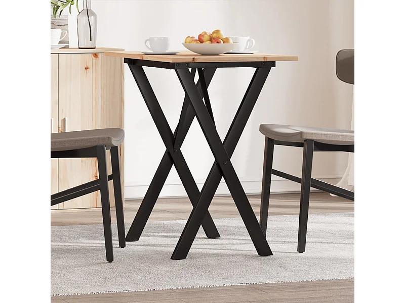 Mesa de comedor marco X madera maciza pino y hierro 80x50x75 cm ES573612