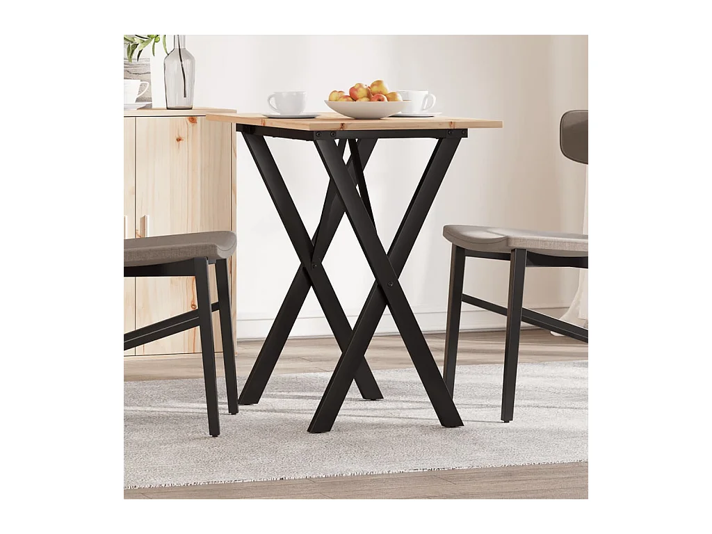 Mesa de comedor marco X madera maciza pino y hierro 80x50x75 cm ES573612