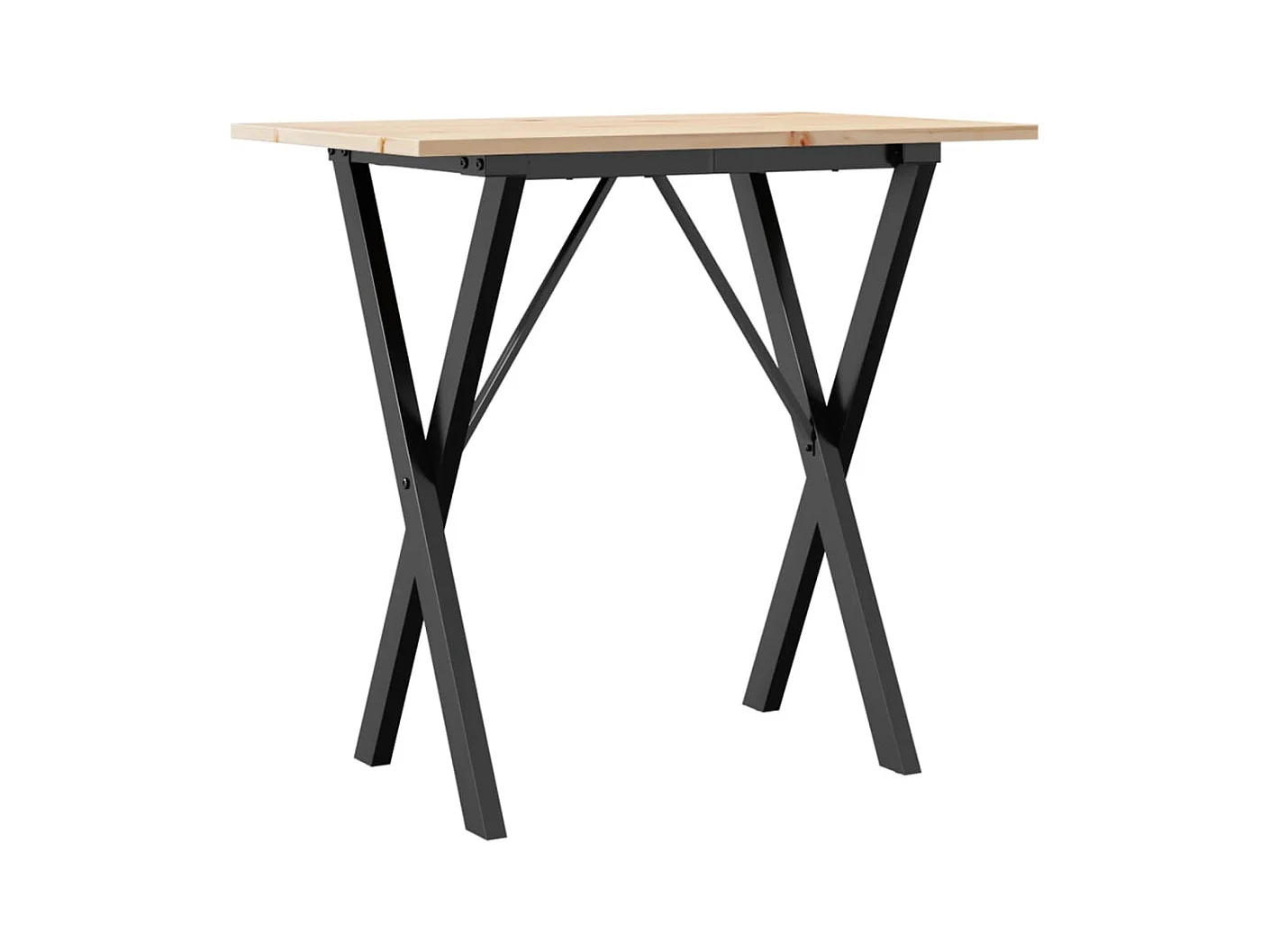 Mesa de comedor marco X madera maciza pino y hierro 80x50x75 cm ES573612