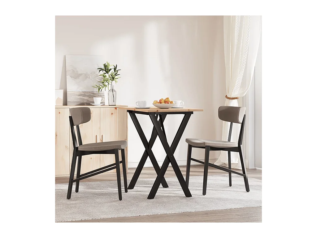 Mesa de comedor marco X madera maciza pino y hierro 80x50x75 cm ES573612