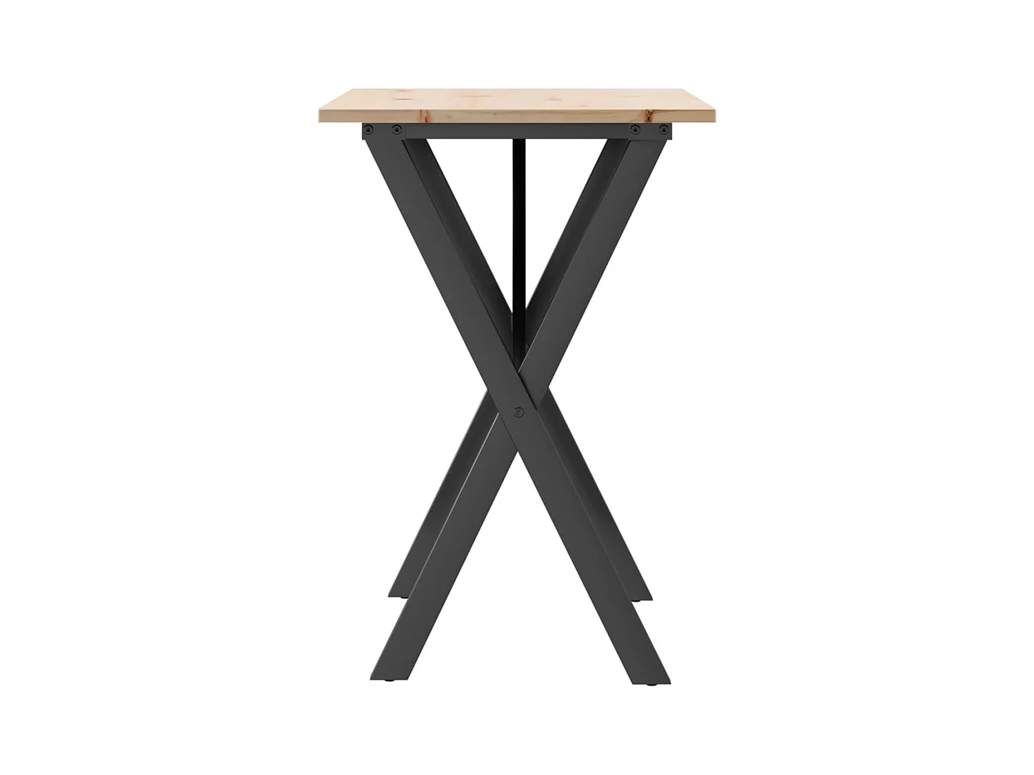 Mesa de comedor marco X madera maciza pino y hierro 80x50x75 cm ES573612