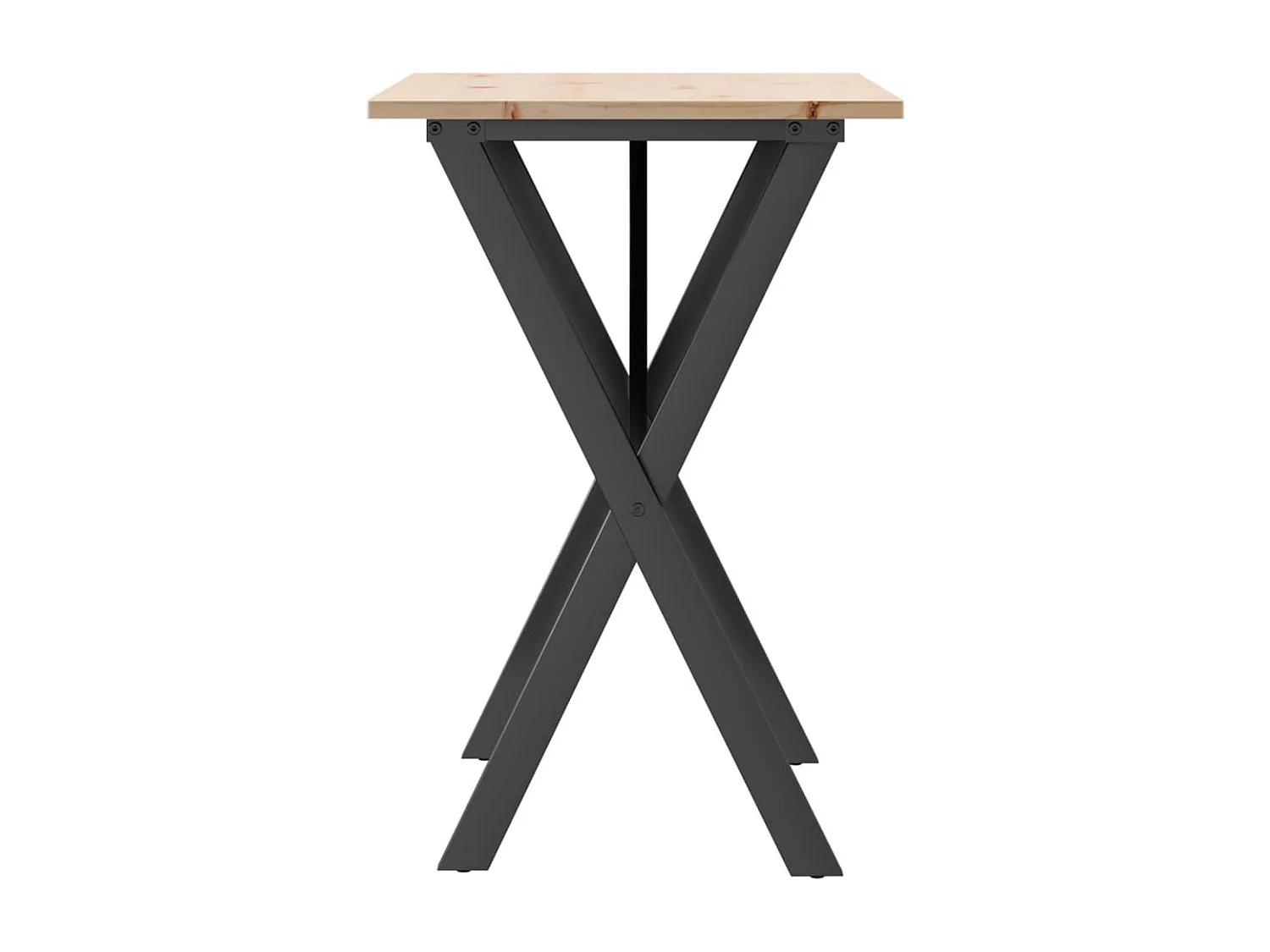 Mesa de comedor marco X madera maciza pino y hierro 80x50x75 cm ES573612