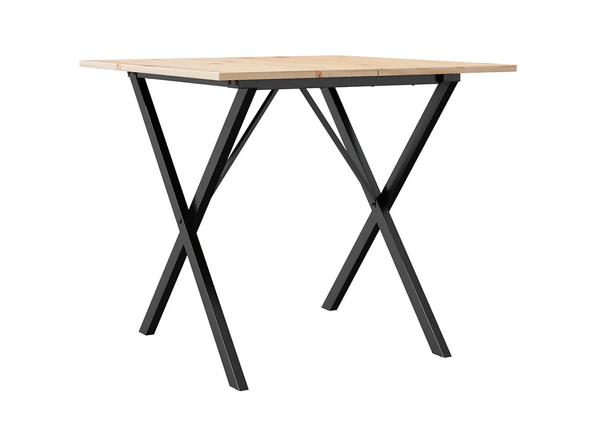 Table à manger cadre en X 90x90x75 cm bois de pin massif fonte FR214008
