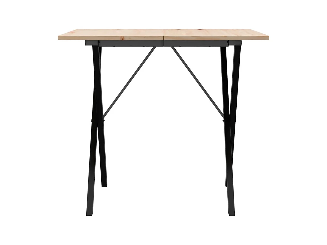 Table à manger cadre en X 90x90x75 cm bois de pin massif fonte FR214008