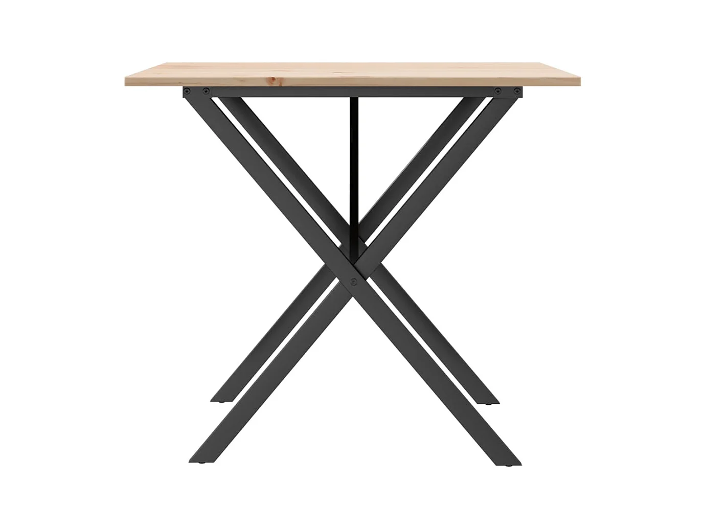 Table à manger cadre en X 90x90x75 cm bois de pin massif fonte FR214008