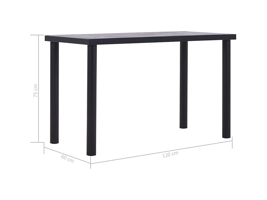 Table de salle à manger Noir et gris béton 120x60x75 cm MDF FR564692