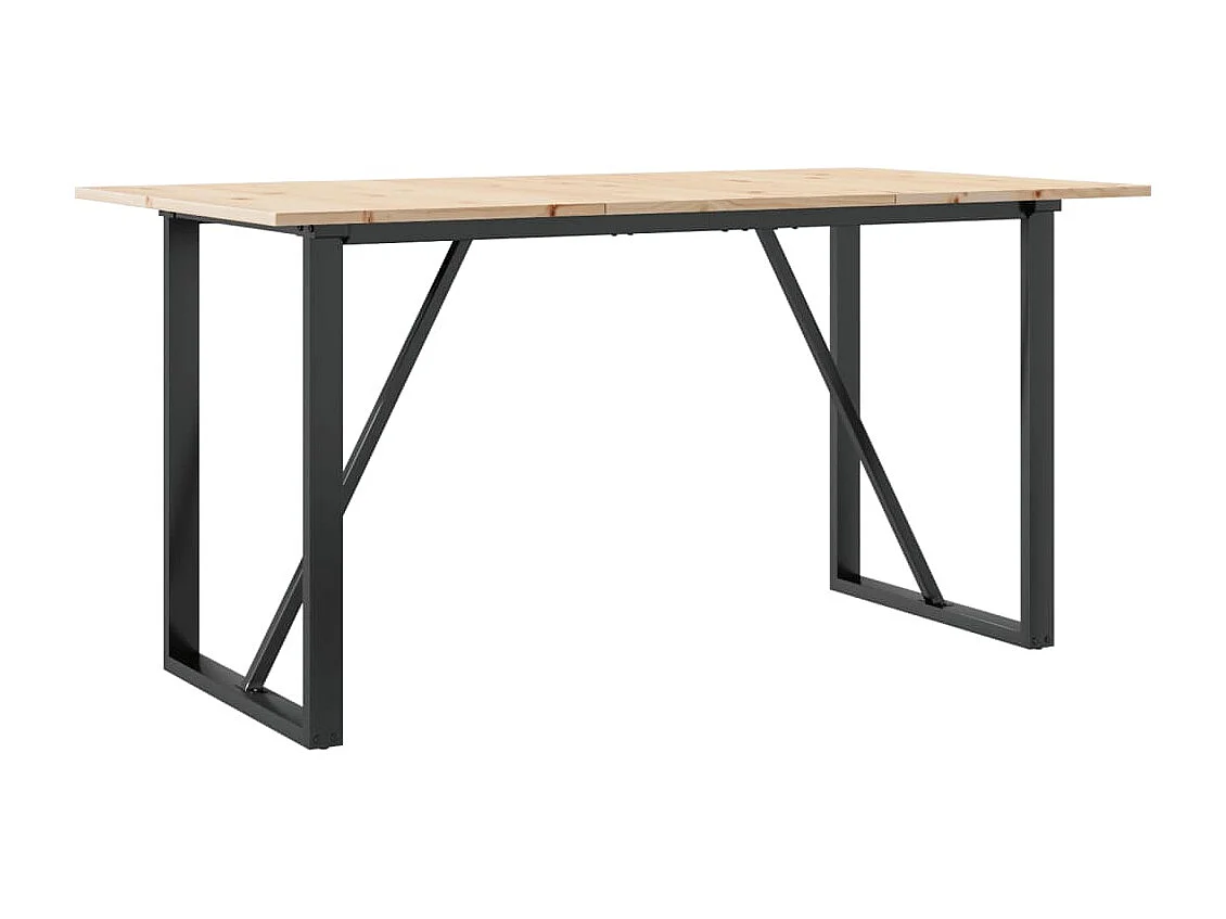 Table à manger cadre en O 140x80x75 cm bois de pin massif fonte FR282953