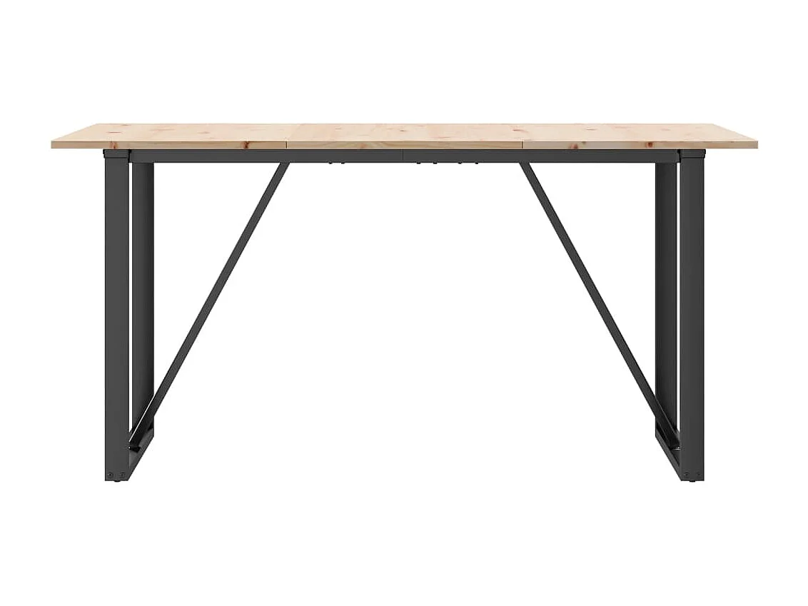 Table à manger cadre en O 140x80x75 cm bois de pin massif fonte FR282953