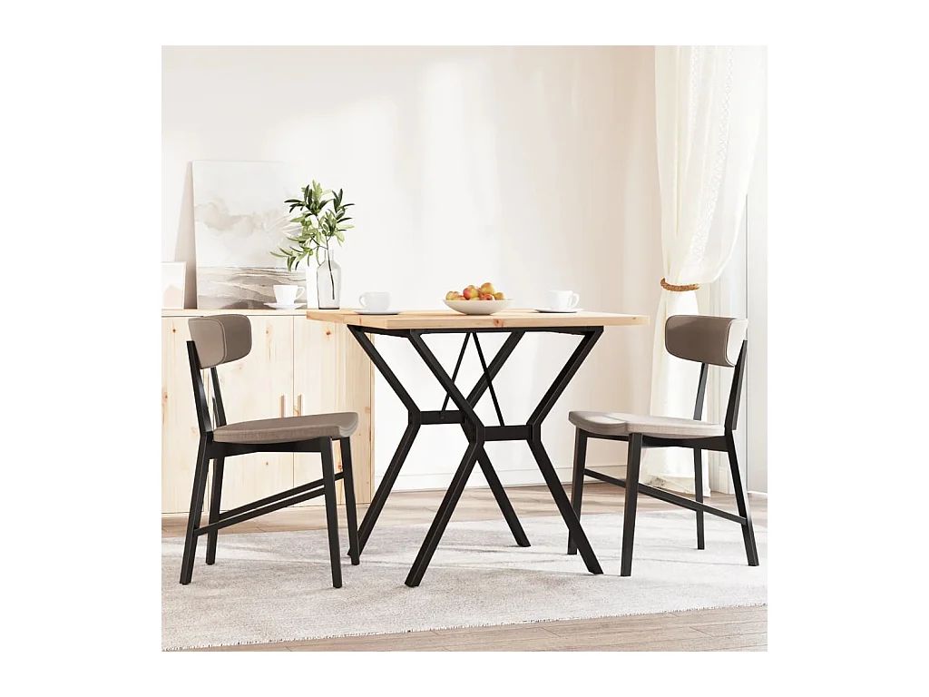 Table à manger cadre en Y 80x80x75,5cm bois de pin massif fonte FR645287