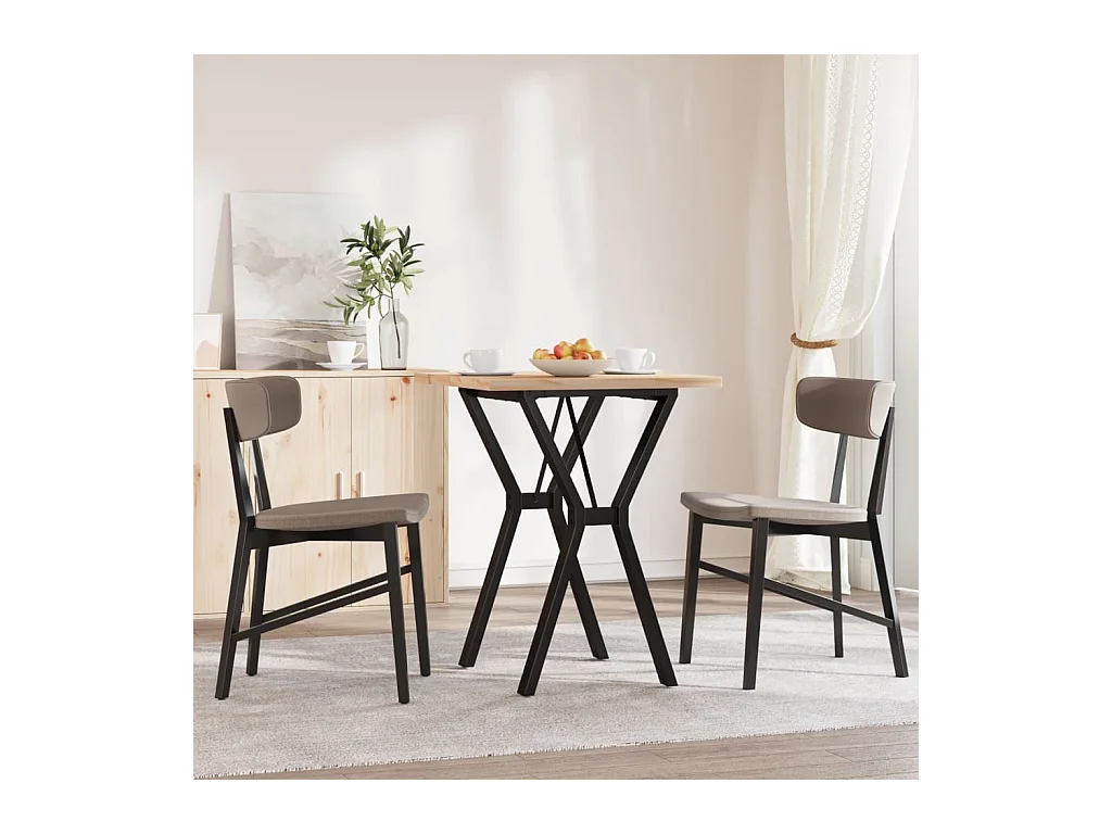 Table à manger cadre en Y 60x60x75,5cm bois de pin massif fonte FR240221