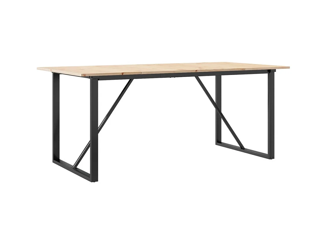 Mesa de comedor marco O madera maciza pino y hierro 180x90x75cm ES400845