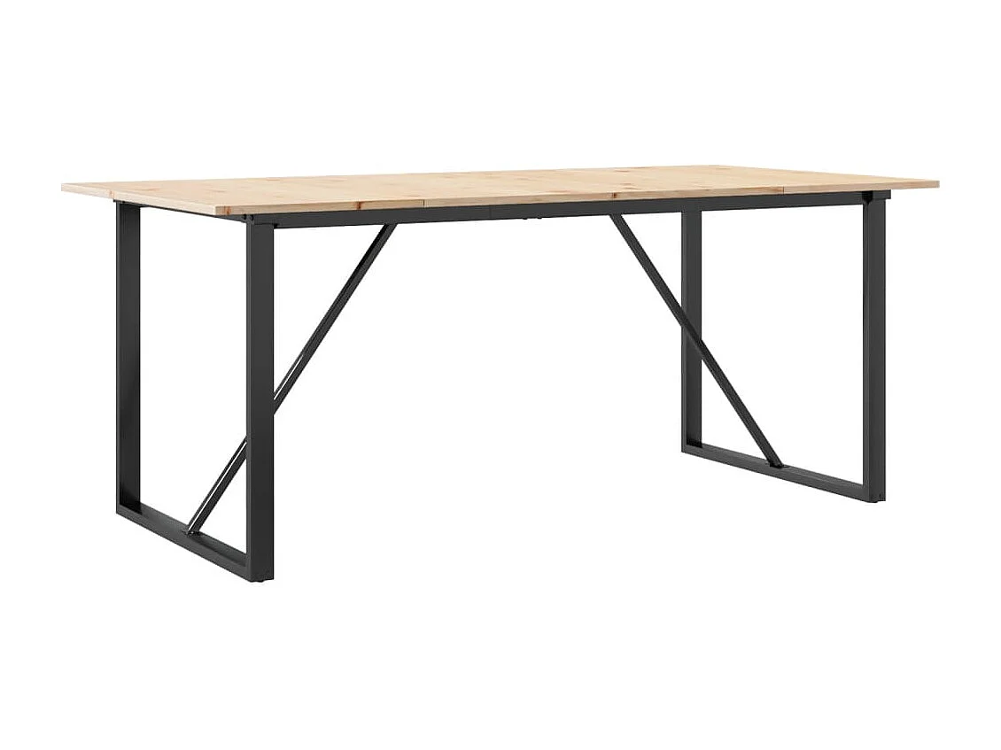 Table à manger cadre en O 180x90x75 cm bois de pin massif fonte FR343148