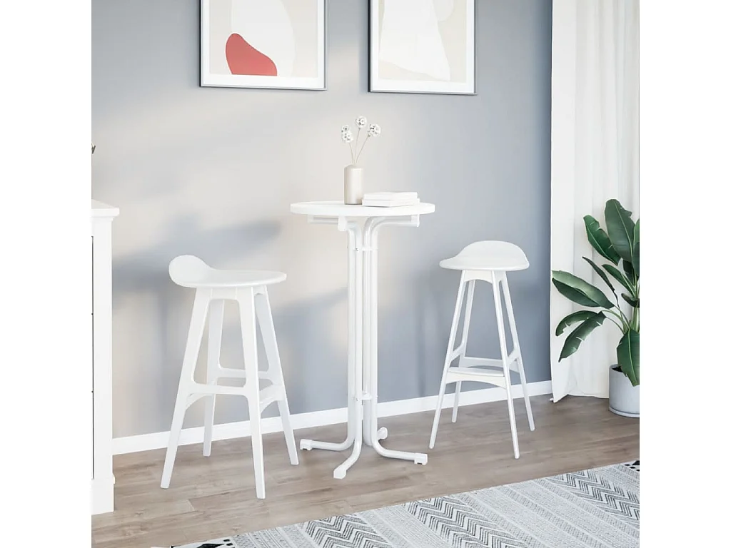 Table à manger blanc Ø60x110 cm bois d'ingénierie et acier FR570317