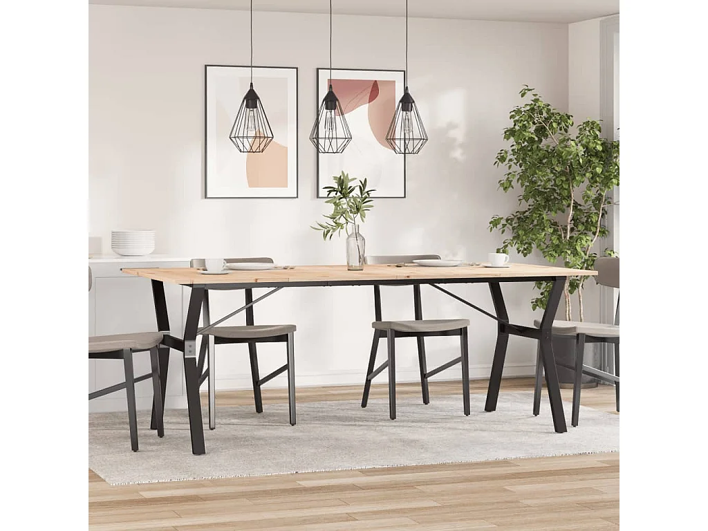 Table à manger cadre en Y 200x100x75cm bois de pin massif fonte FR758759
