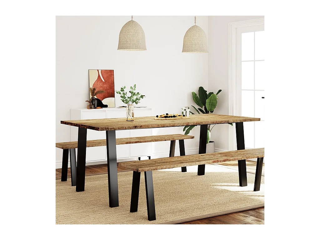 Mesa de comedor madera maciza de acacia 200x90x75 cm ES957359