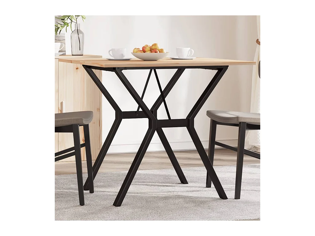 Table à manger cadre en Y 80x80x75 cm bois de pin massif fonte FR548212