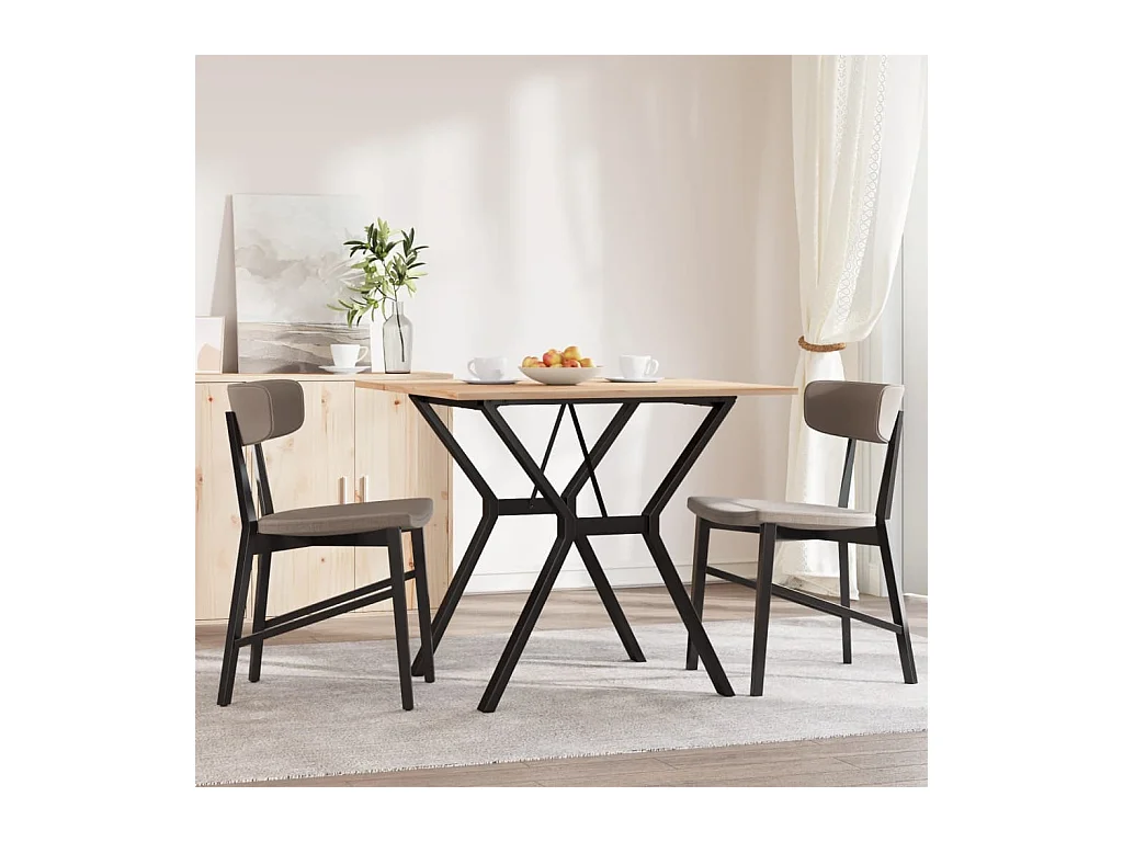 Table à manger cadre en Y 80x80x75 cm bois de pin massif fonte FR548212