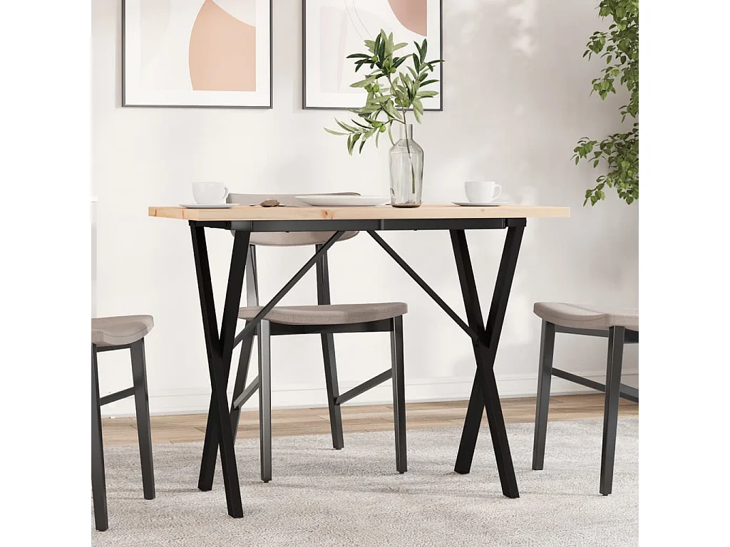 Mesa de jantar estrutura em X 100x50x75,5cm pinho/ferro fundido PT898998