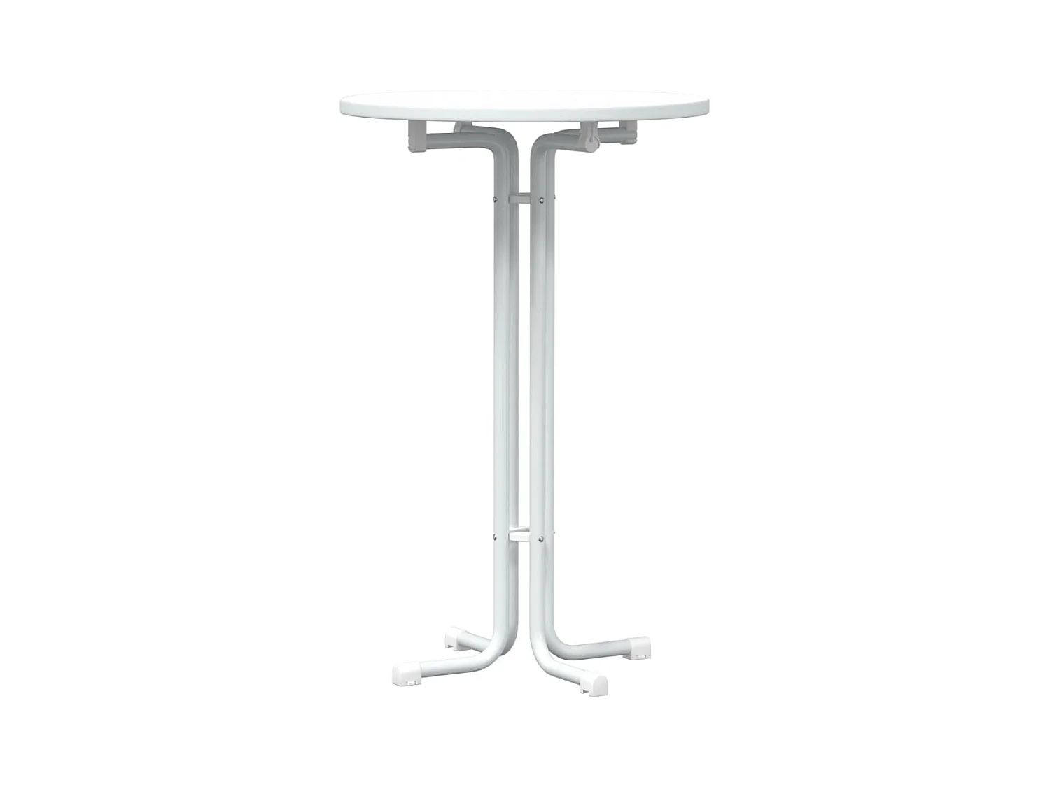 Mesa alta de comedor madera ingeniería y acero blanco Ø70x110cm ES805979