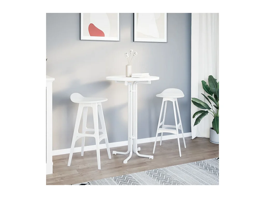 Mesa alta de comedor madera ingeniería y acero blanco Ø70x110cm ES805979