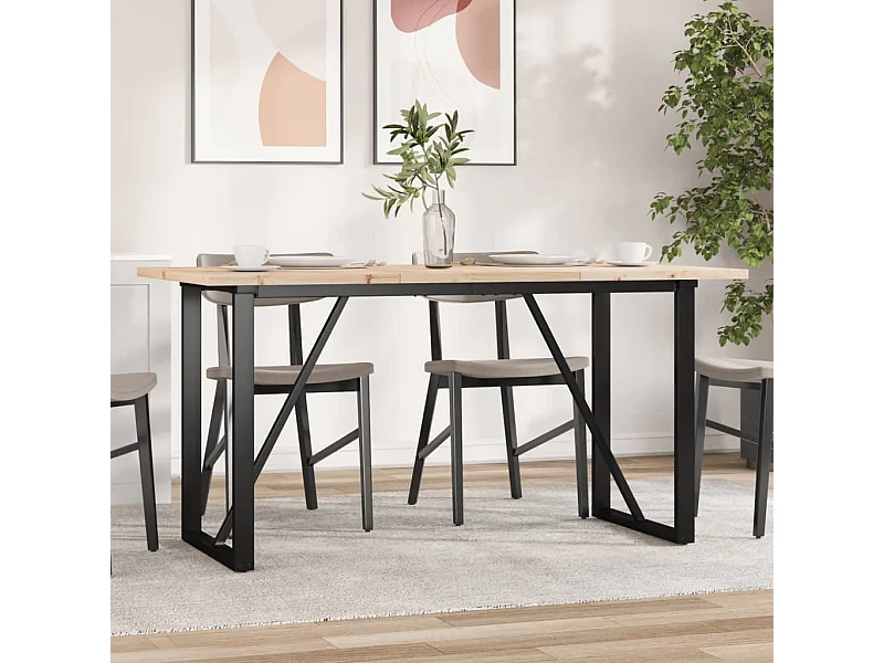 Mesa comedor marco O madera maciza pino y hierro 160x80x75,5 cm ES142670