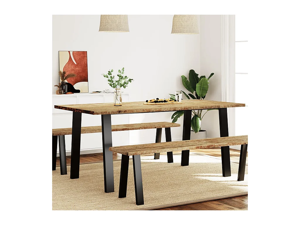 Mesa de comedor madera maciza de acacia 150x90x75 cm ES922915