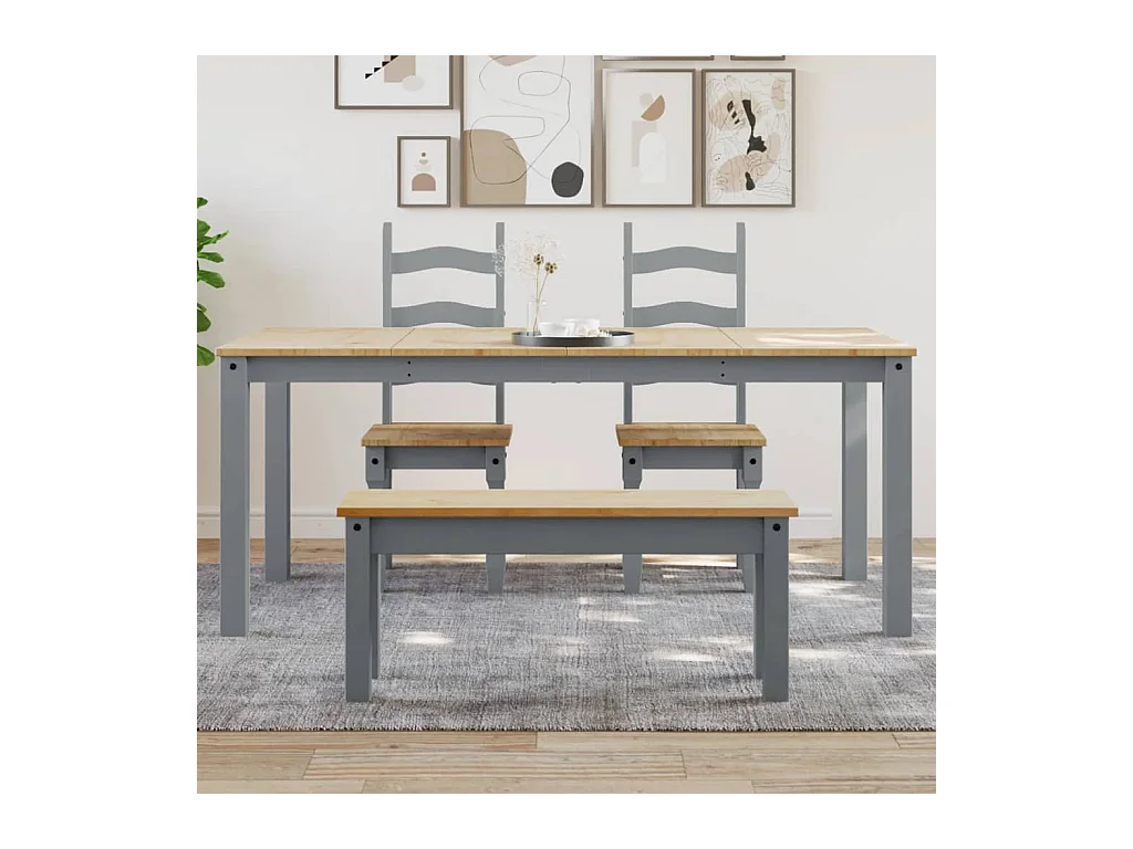 Table à manger Panama gris 180x90x75 cm bois massif de pin FR987430