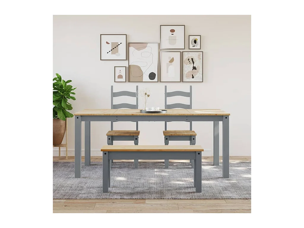 Table à manger Panama gris 180x90x75 cm bois massif de pin FR987430