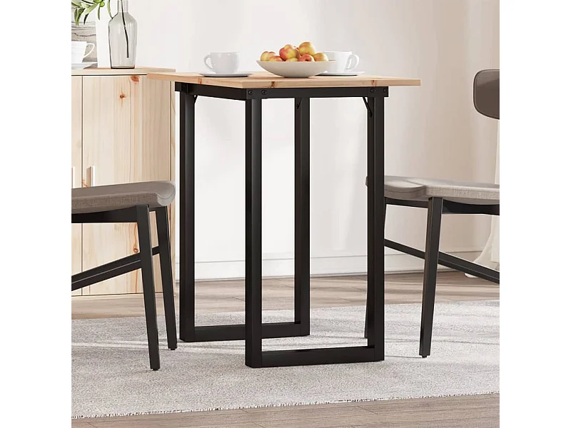 Mesa de comedor marco O madera maciza pino y hierro 80x50x75 cm ES558102