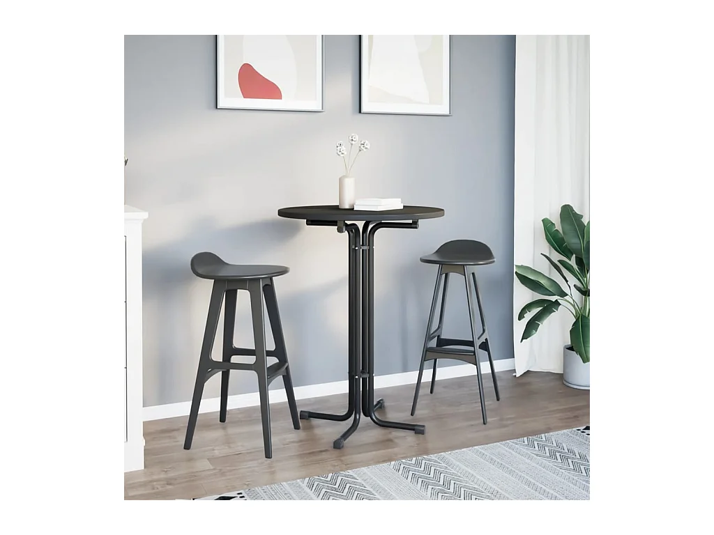 Mesa alta de comedor madera ingeniería y acero negro Ø80x110 cm ES196370