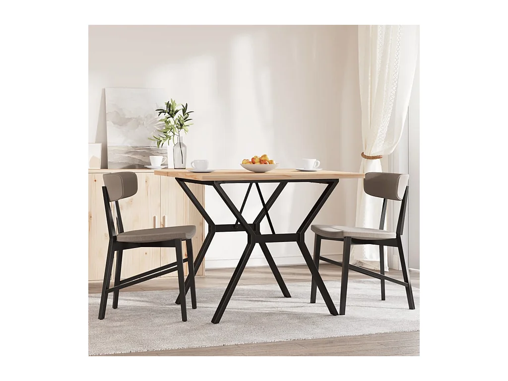 Mesa comedor marco Y madera maciza pino y hierro 90x90x75,5 cm ES147802