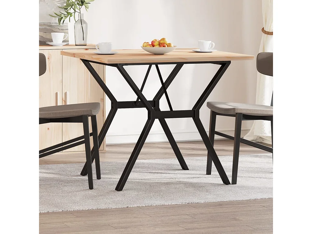 Table à manger cadre en Y 90x90x75,5cm bois de pin massif fonte FR439276