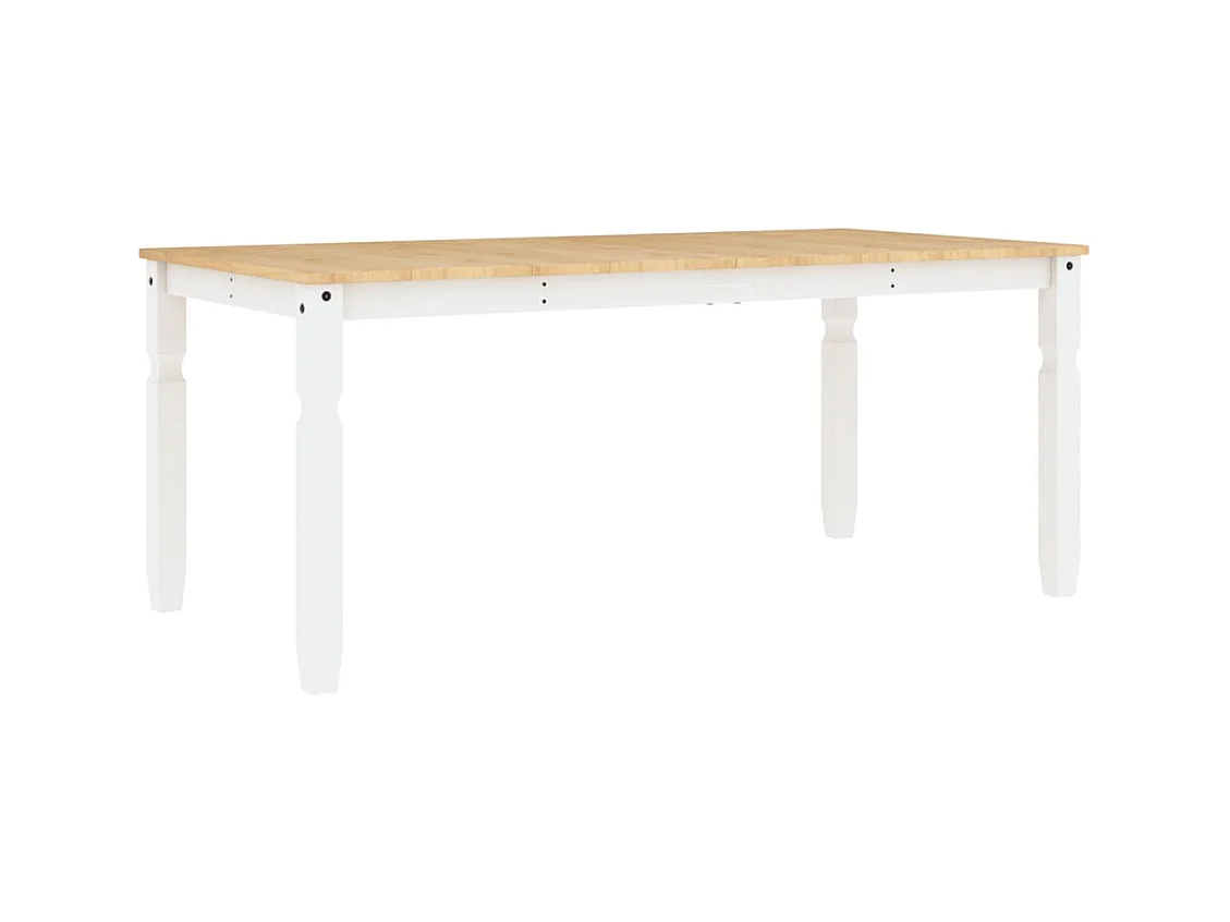 Mesa de comedor Corona madera maciza pino blanco 180x90x75 cm ES215383
