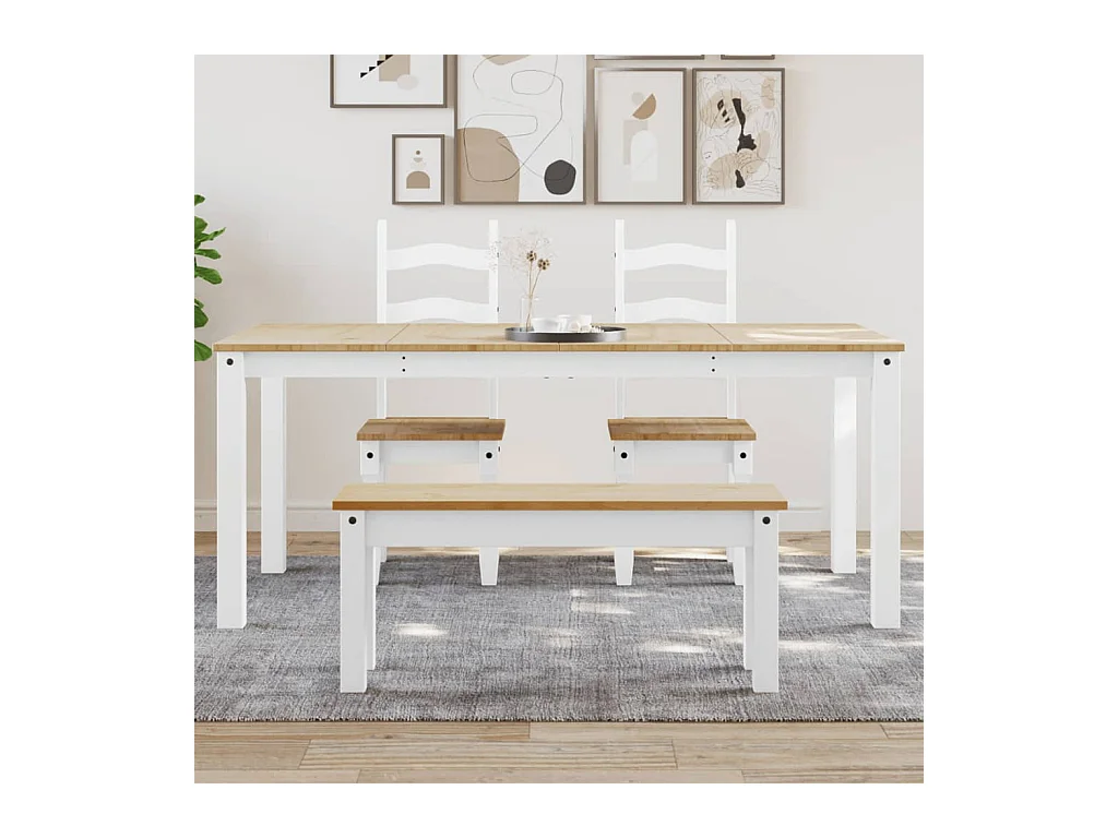 Mesa de comedor Panama madera maciza pino blanco 180x90x75 cm ES709317