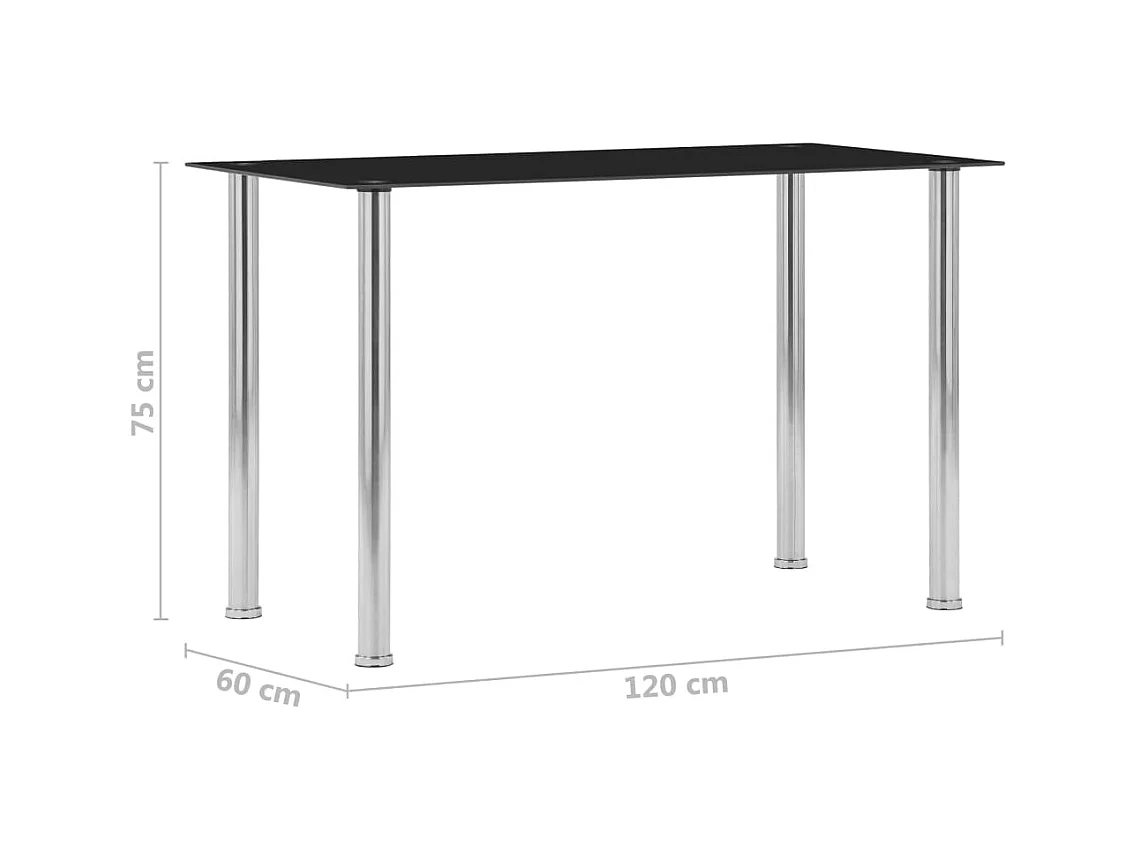 Mesa de comedor de vidrio templado negro 120x60x75 cm ES751552
