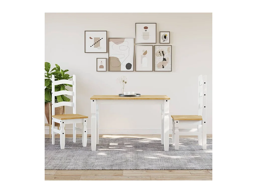 Mesa de comedor Corona madera maciza pino blanco 112x60x75 cm ES942348