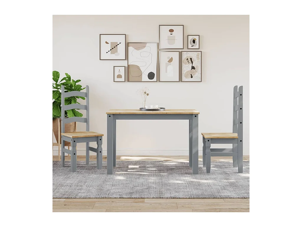 Table à manger Panama gris 117x60x75 cm bois massif de pin FR509551