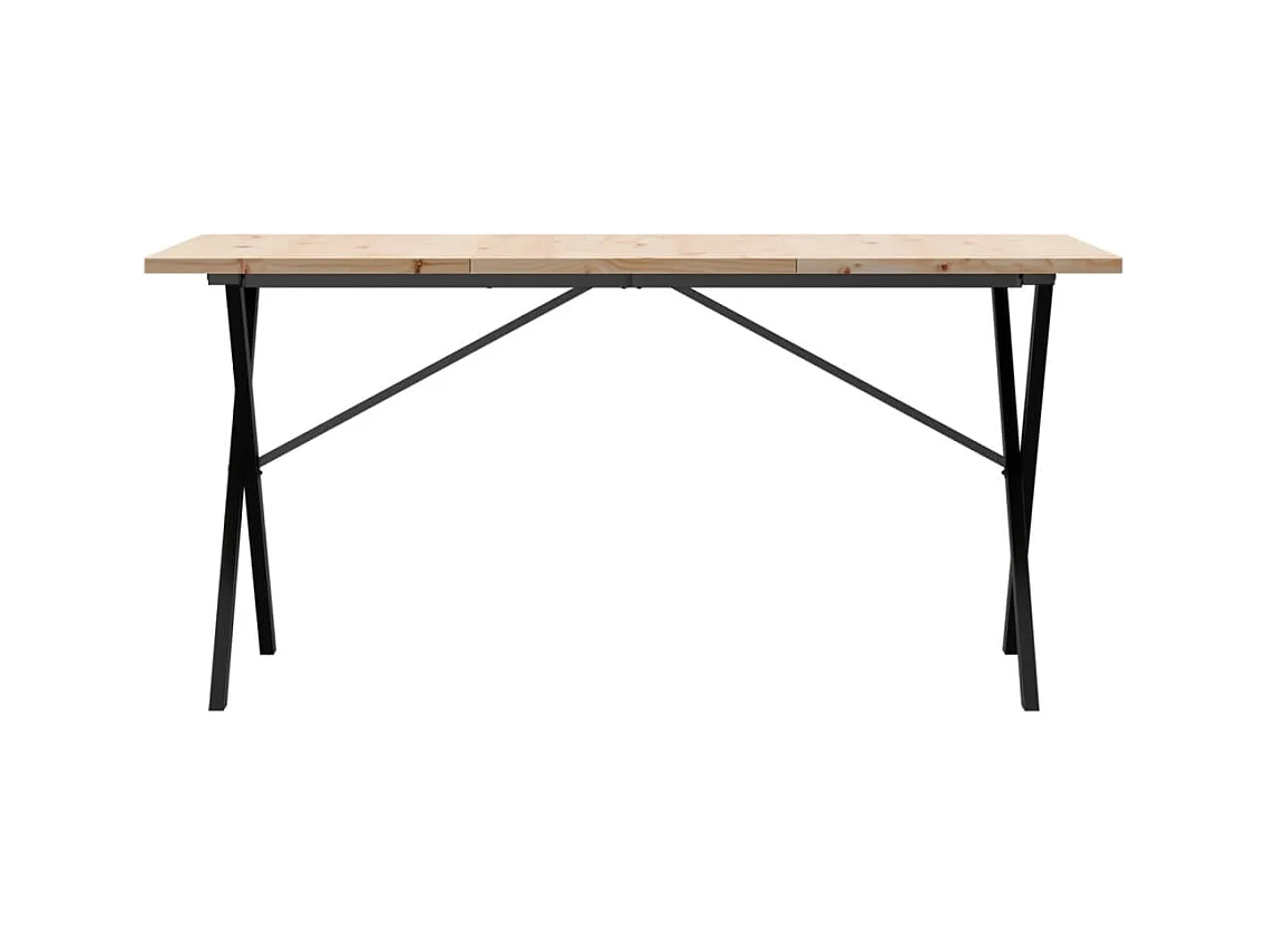 Table à manger cadre en X 140x80x75,5 cm bois pin massif fonte FR464954