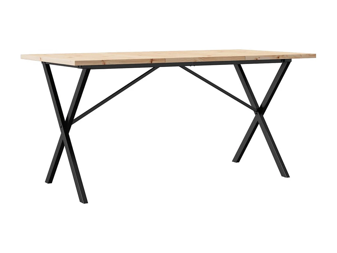 Table à manger cadre en X 140x80x75,5 cm bois pin massif fonte FR464954