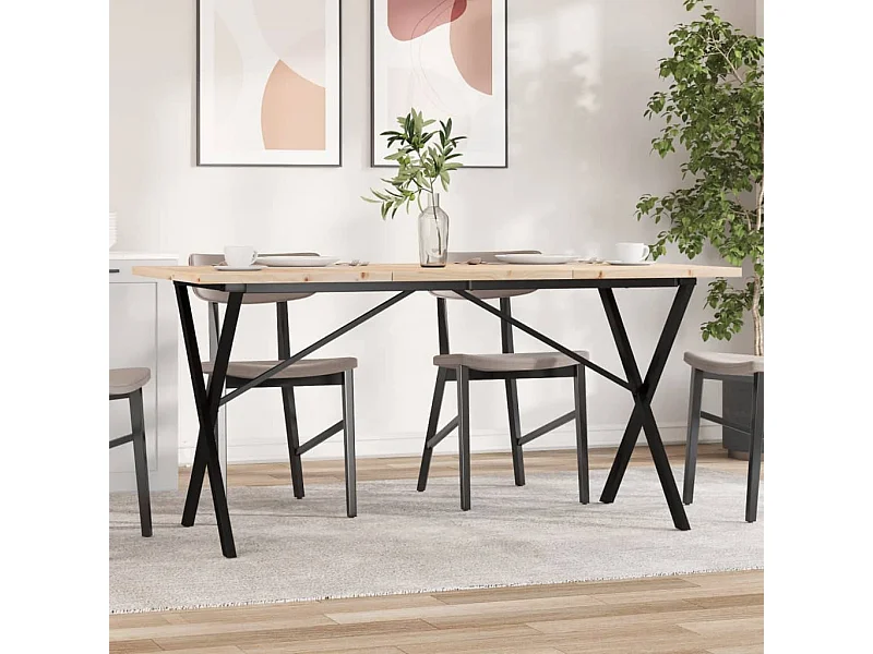 Eettafel X-frame 140x80x75,5 cm massief grenenhout en gietijzer BE318475