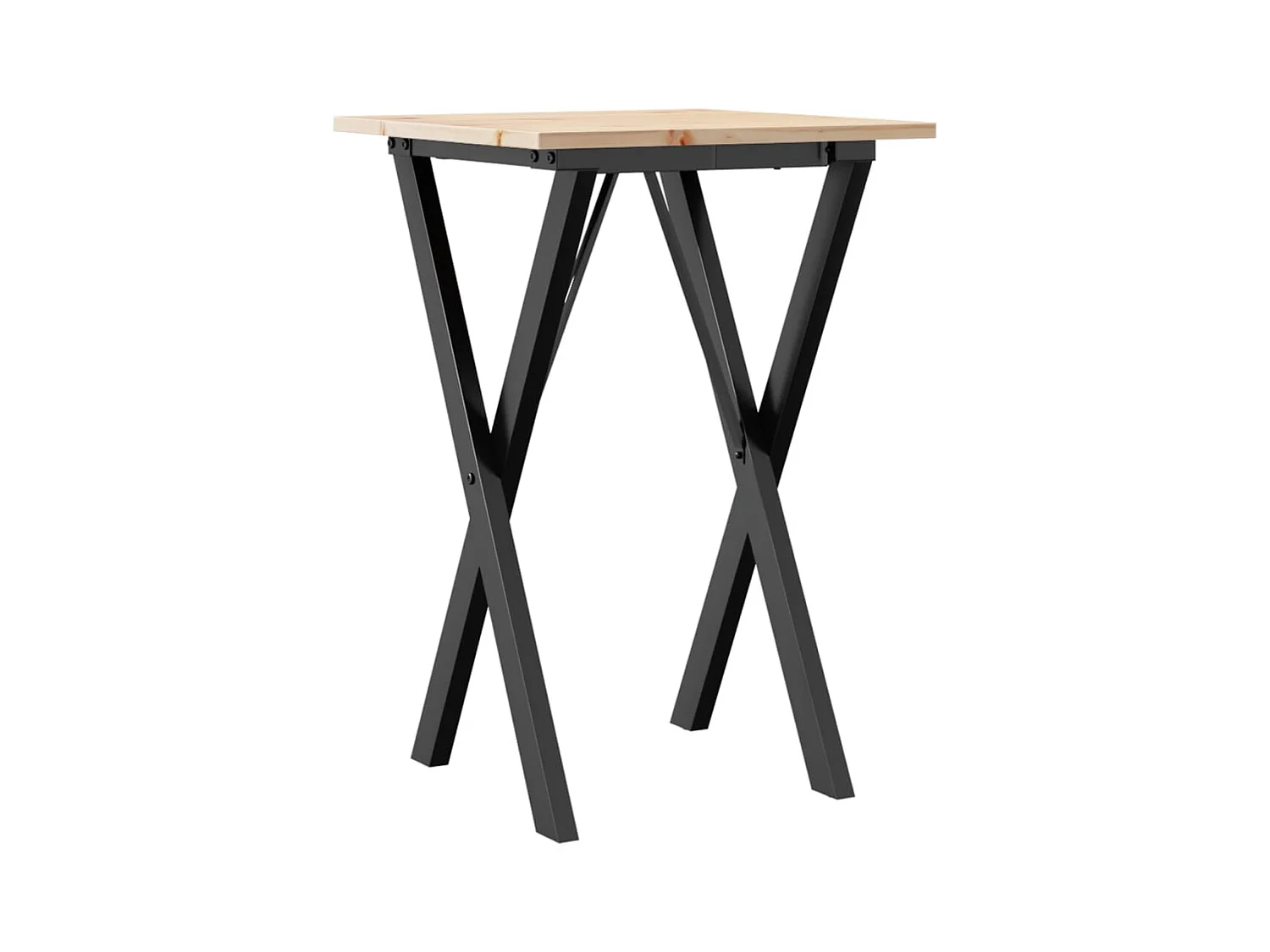 Mesa de comedor marco X madera maciza pino y hierro 50x50x75 cm ES579516