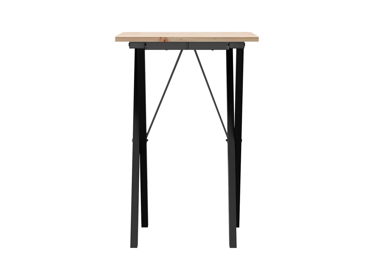 Mesa de comedor marco X madera maciza pino y hierro 50x50x75 cm ES579516