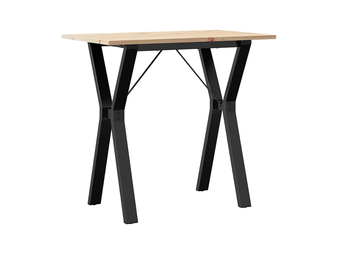 Mesa de comedor marco Y madera maciza pino y hierro 80x50x75 cm ES240799